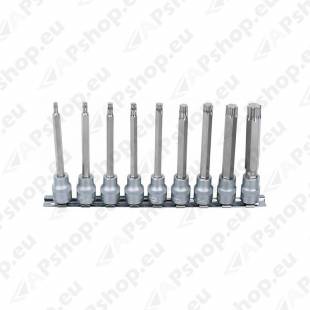 9-OS. PIKKADE TORXOTSIKUTE KOMPL. SIINIL 3/8". T20-T60 KS TOOLS