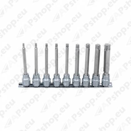 9-OS. PIKKADE TORXOTSIKUTE KOMPL. SIINIL 3/8". T20-T60 KS TOOLS