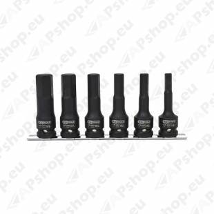 6-OS. PIKKADE 1/2" LÖÖK-KUUSKANTOTSIKUTE KOMPL. SIINIL 8-19MM KS TOOLS