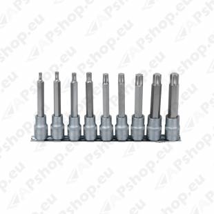 9-OS. 1/2" PIKKADE RIBE-TORXOTSIKUTE KOMPL. M5-M14 KS TOOLS