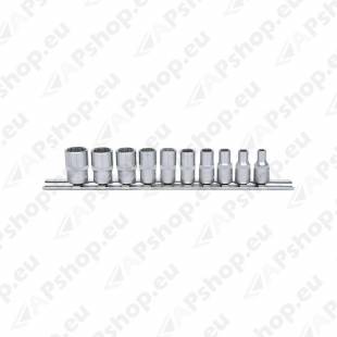 10-OS. 1/4" 12-KANT PADRUNITE KOMPL. SIINIL 4-13MM. KS TOOLS