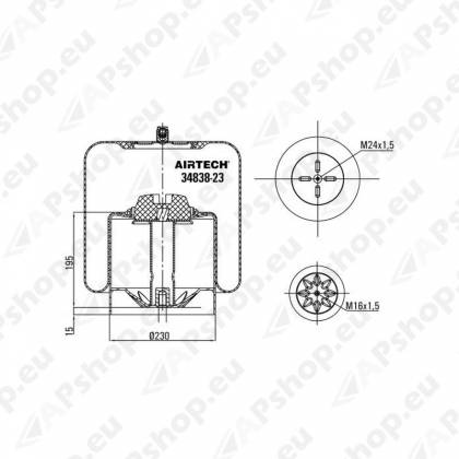 34838-23K AIRTECH KOMPL.ÕHKPADI KÄND 230X195 MB ACTROS ABISILD 7.5T