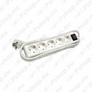 KONTORI PIKENDUSJUHE LÜLITIGA 5-PESA 1.5M 3X1.0MM2 VALGE