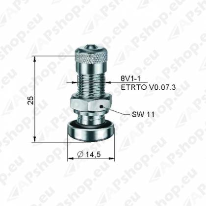 TL-MET.VENTIIL. NIKELDATUD. L=26MM. AVA=8.3MM. 14BAR S/A