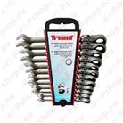 Combination spanner sets with hinged ratchet head